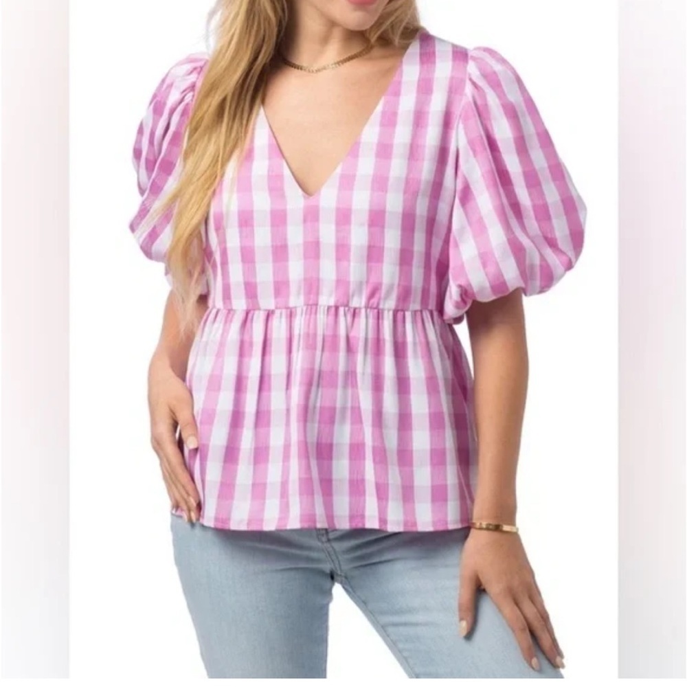 Crosby Jackie Top, Pink Gingham Small